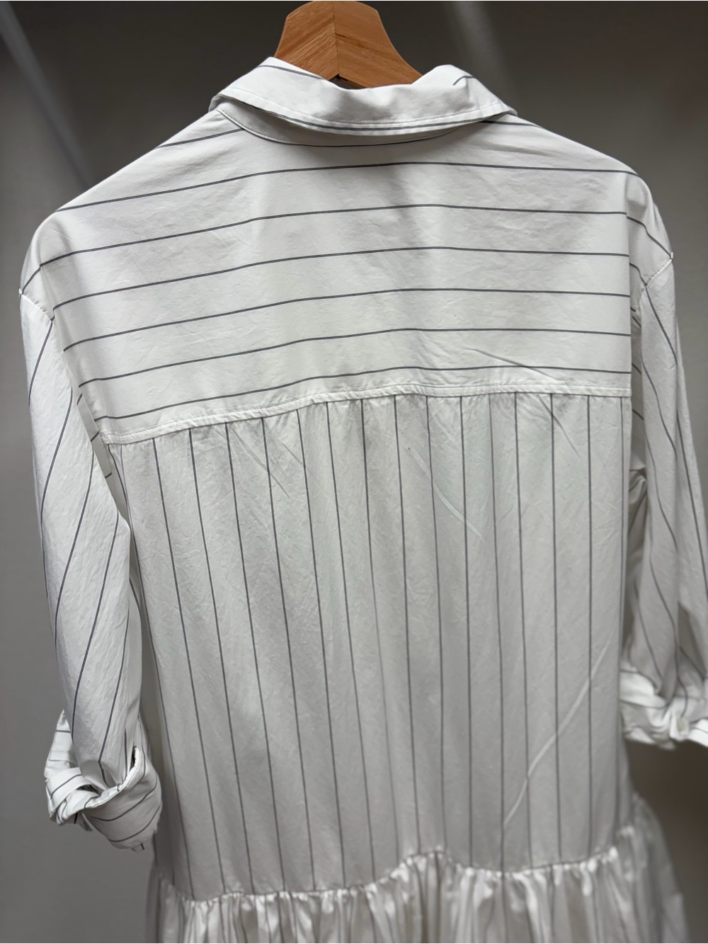 Madewell White Shirt Dress with Thin Black Pinstripes - Picture 4 of 6
